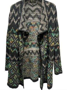 Absolutely Famous XL Womens Cardigan Sweater Multicolor Tapestry Aztec Drape